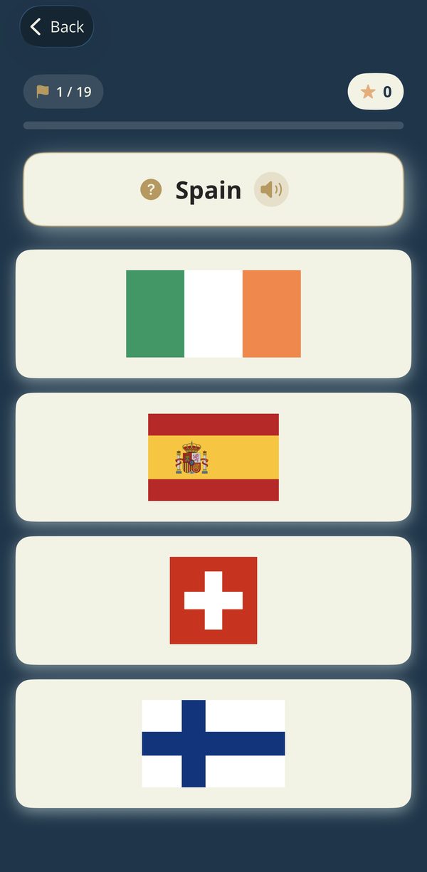 Play mode: find the flag of Spain