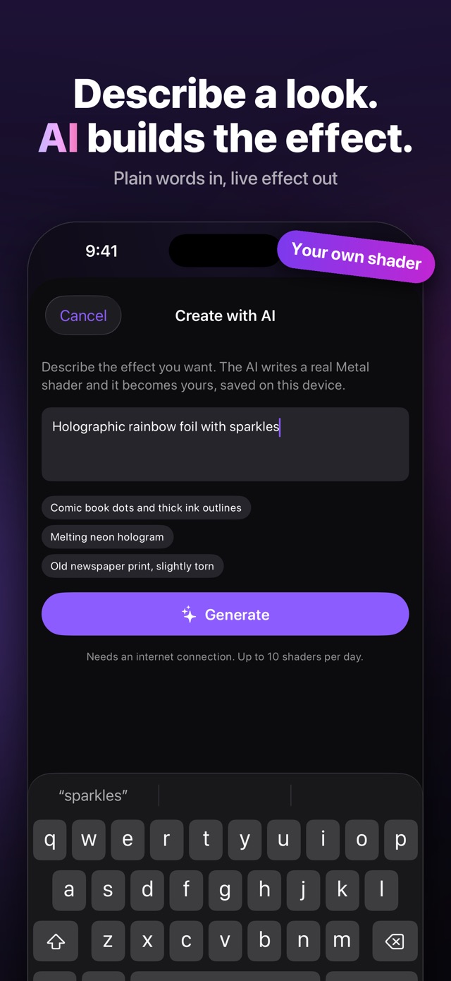 Create with AI: describe a look in plain words